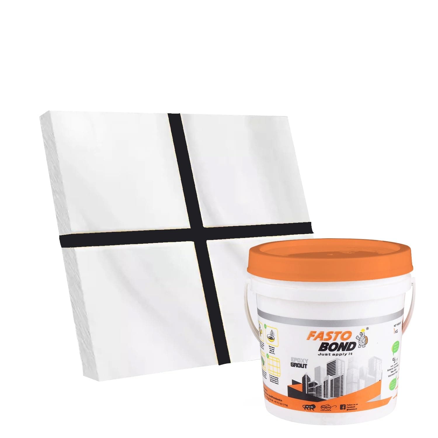 Fastobond Epoxy Grout - 1 Kg & 5 Kg - Epoxy_ Solid Colors Tile Grout_Fastobond | 3 Components only | (1 KG, BLACK)