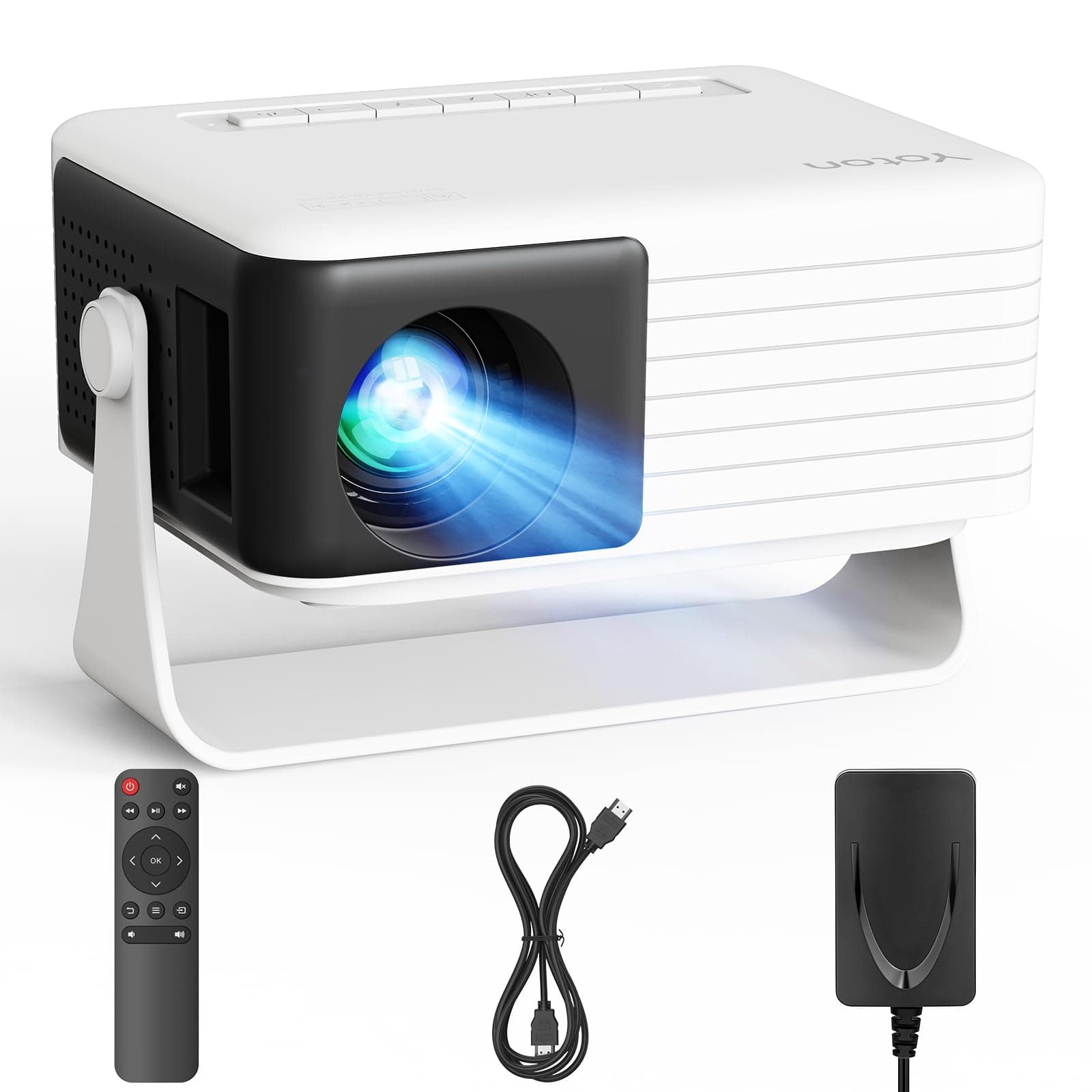 Yoton Y3 Mini Projector 2026 Upgraded Auto Keystone Portable Projector for bedroom, 360° Rotating, 50% Zoom, 1080P Supported, Compatible with iOS/Android/TV Stick/HDMI/USB/TF Card(Black)