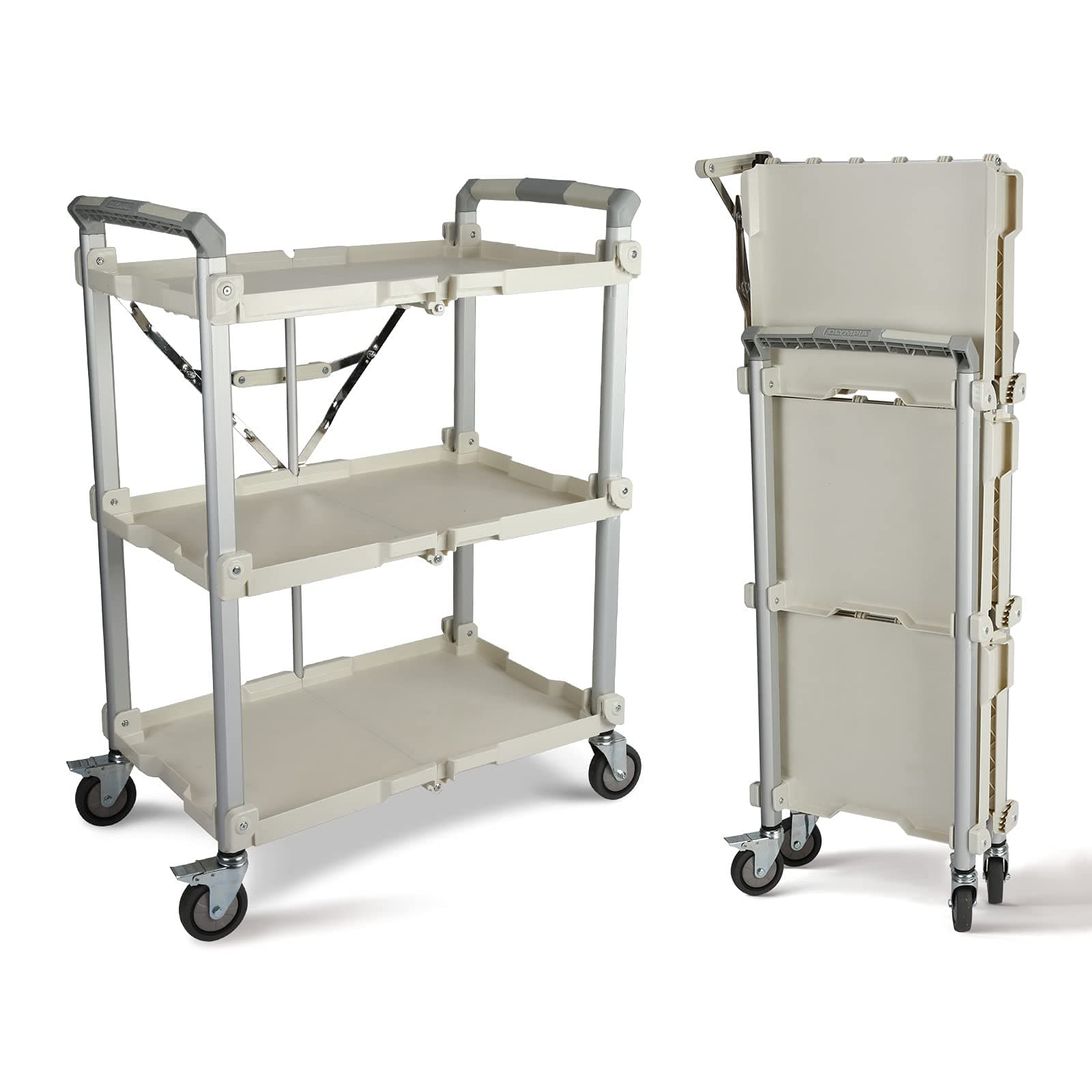 Olympia Tools 89-355 Pack N Roll Collapsible Service Cart, XL, 300LB Capacity, White