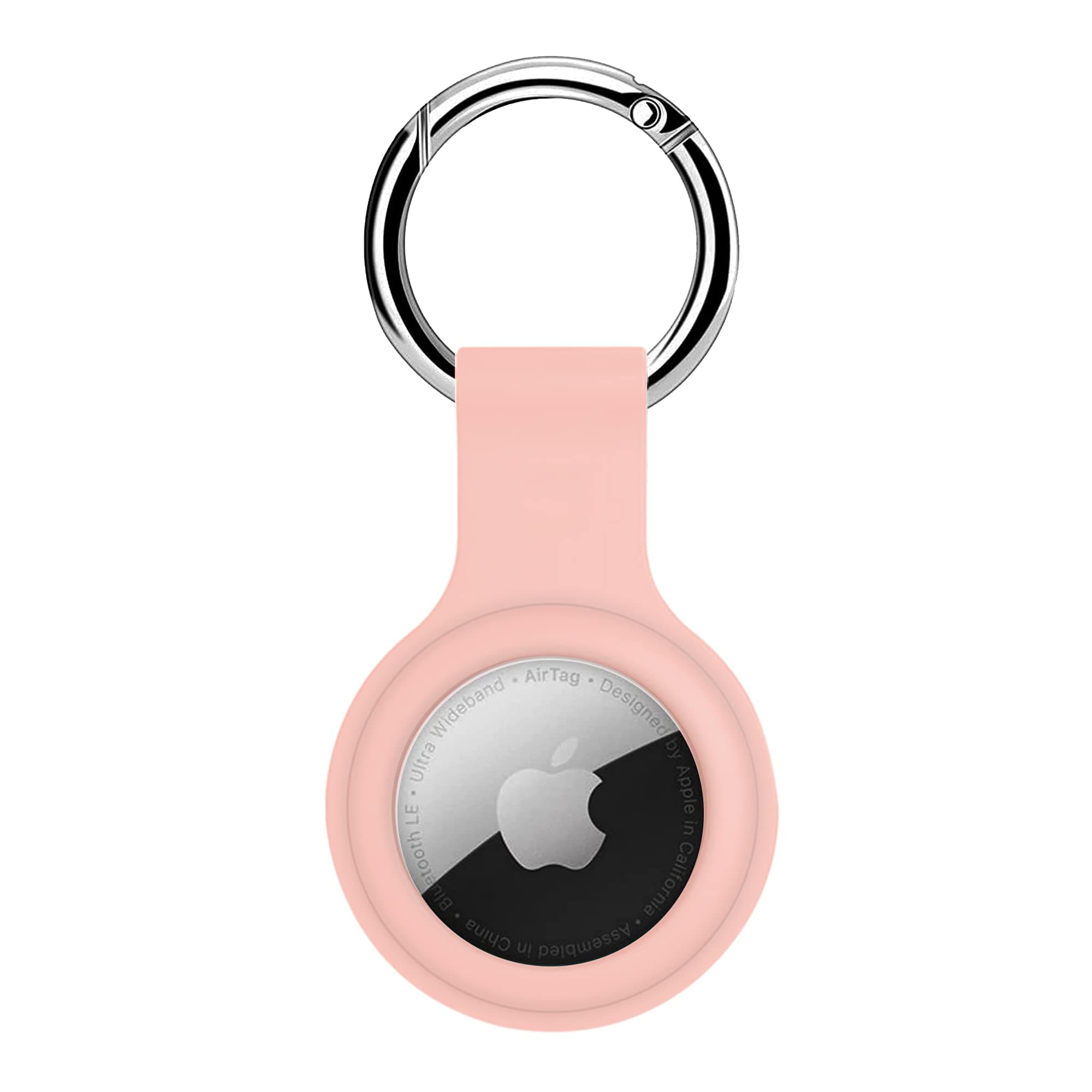 LIRAMARK Soft Silicone Key Ring Holder Case Cover Compatible with Apple Airtag (Pink)