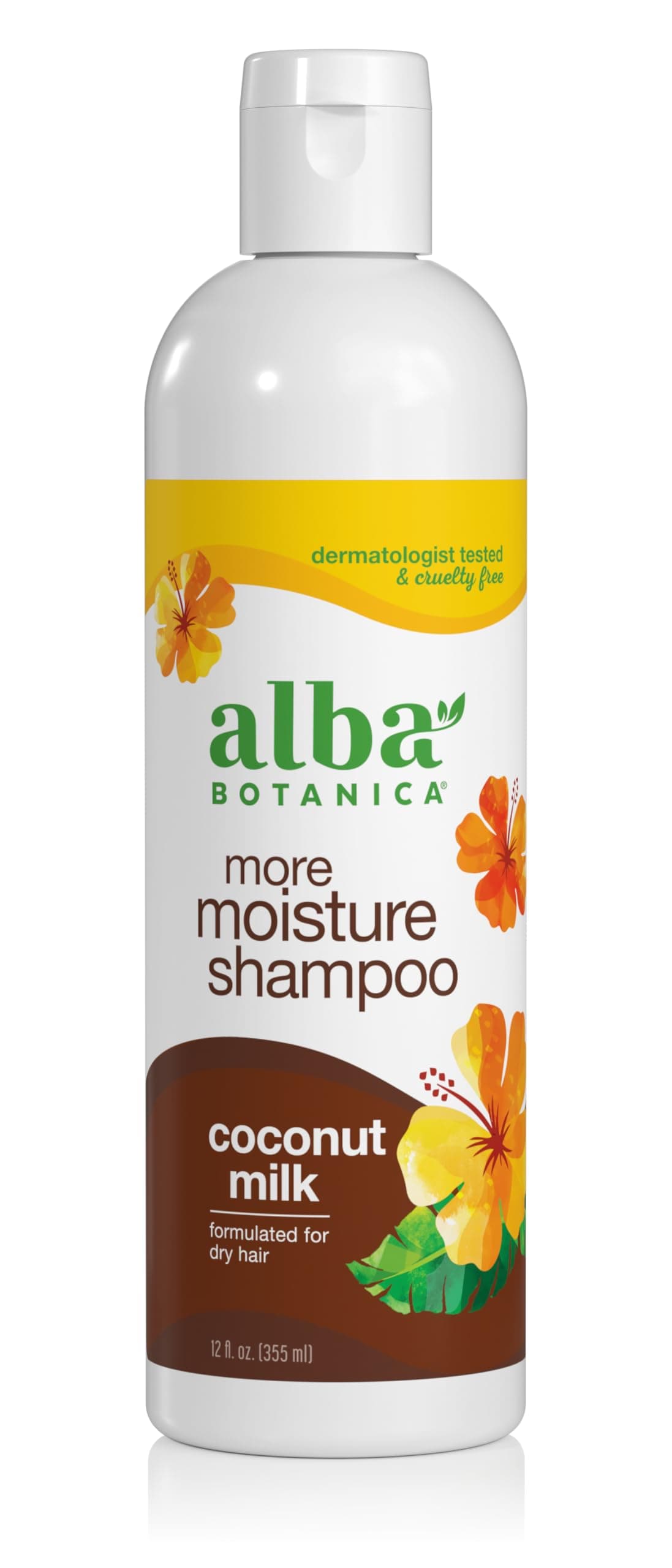 Alba Botanica More Moisture Shampoo, Coconut Milk, 12 Oz (Packaging May Vary)