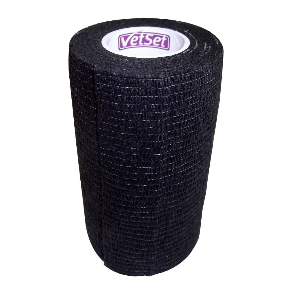 WrapTec Cohesive Bandage 10cm wide. BLACK x 6 Pack