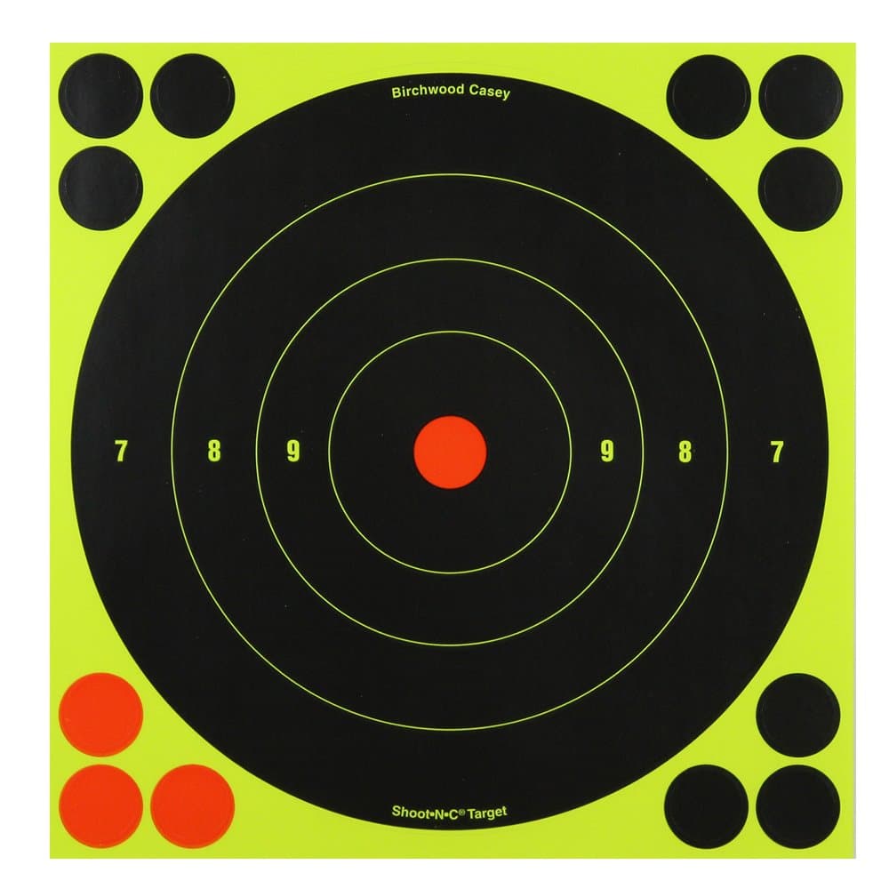 BIRCHWOOD CASEY Shoot N C Round Target 8" 30 Targets 120 Pasters 34825 High Viz Shooting Targets Air Rifle Pistol Adhesive
