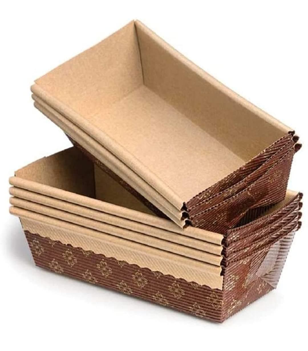 Bake And Serve Paper Rectangular Baking Tray 200 Grams - Pack Of 10, Brown