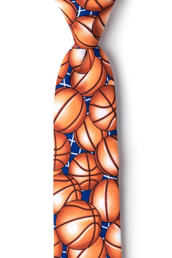 Wild Ties Basketballs Brown Microfiber Tie For Boys