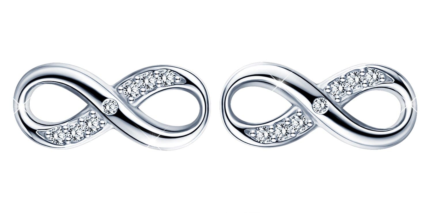 Women's Earrings 925 Sterling Silver Infinity Symbol Stud Ear Jackets Earings for Women