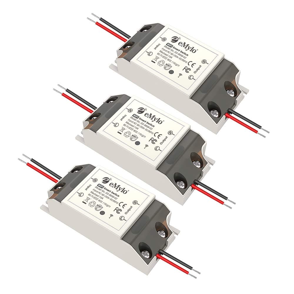 WiFi Switch, Tuya Smart Relay Wireless Remote Control Light Switch Voice Control Outlet Timer Compatible with Alexa and Google Assistant 90-250V One Channel, 3 Pack