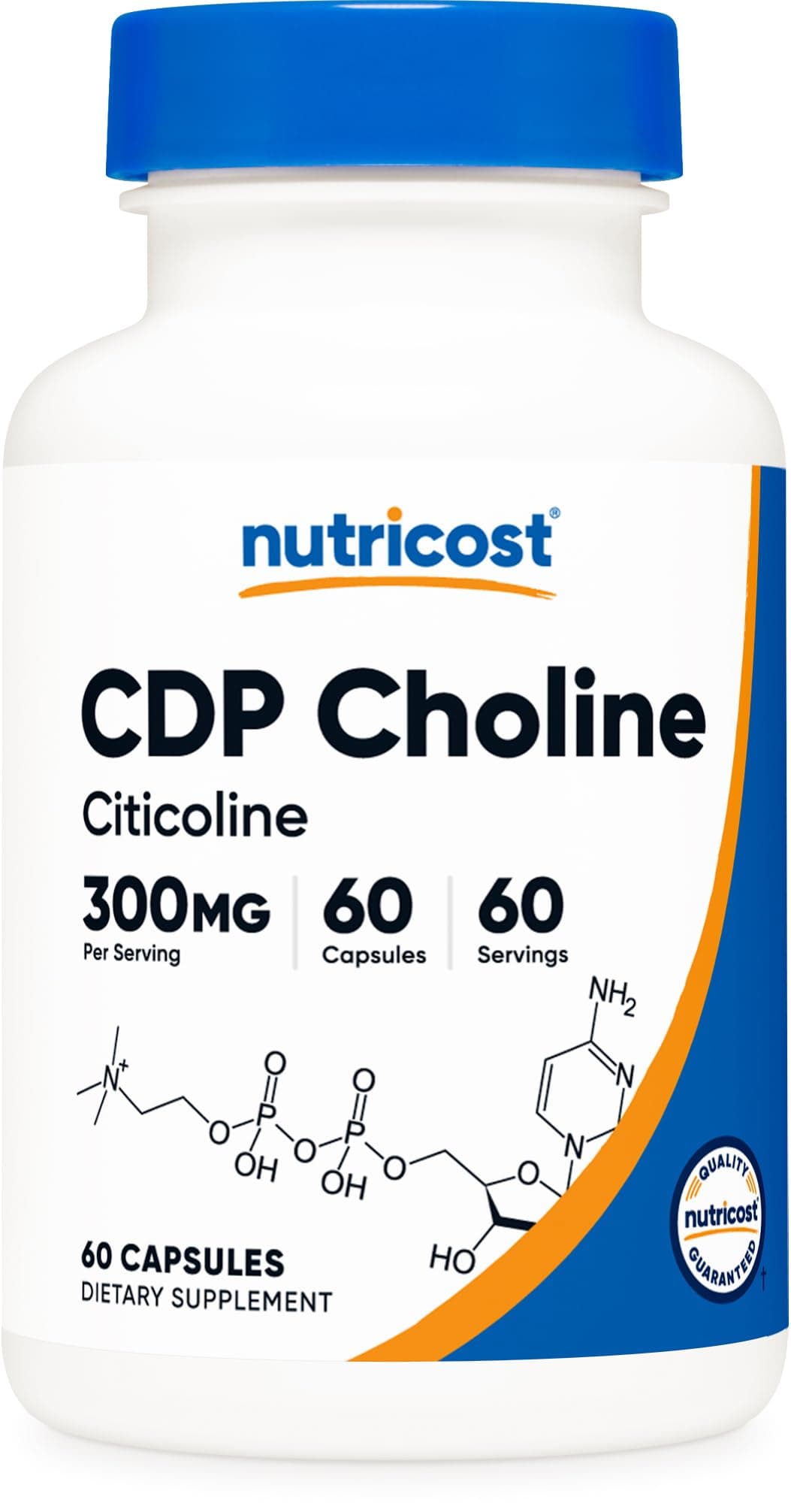 Nutricost CDP Choline (Citicoline) 300mg, 60 Veggie Capsules - Non-GMO, Vegan Friendly, Gluten Free ...