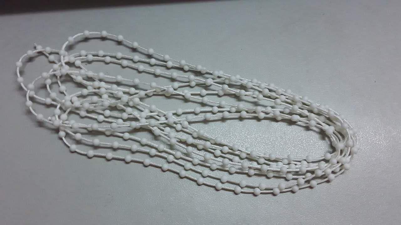 Roller and Roman Shade Blind Plastic Beaded Chain Cord,White Plastic Roller Blind Chain Repair 3mm8mm, Roller Curtain Bead Rope,Blind Beaded Cord for Roller Blind Fitting (15 Yards)