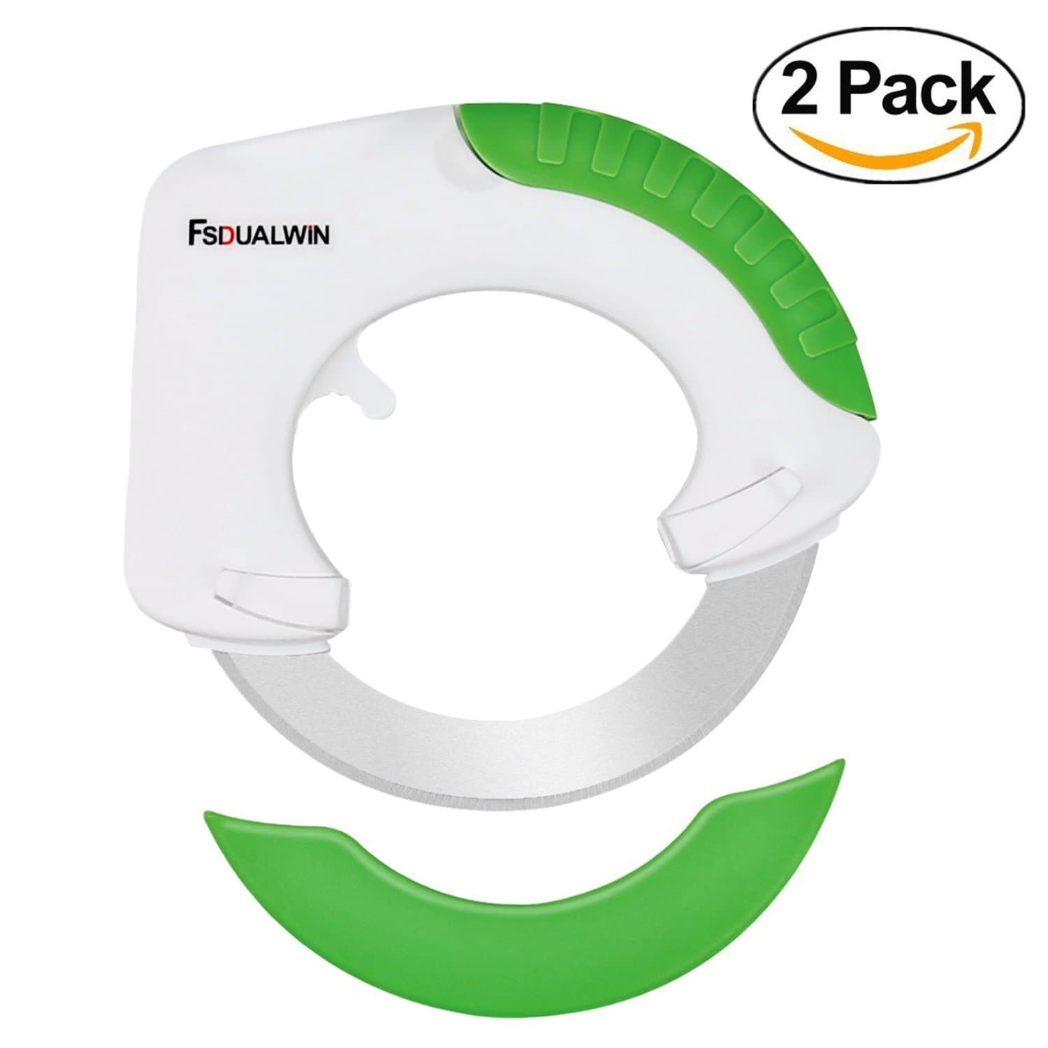 FSDUALWIN Stainless Steel Kitchen Circular Rolling Knife, Pizza Cutter with Sharp Blade and Cover (2 Pack)