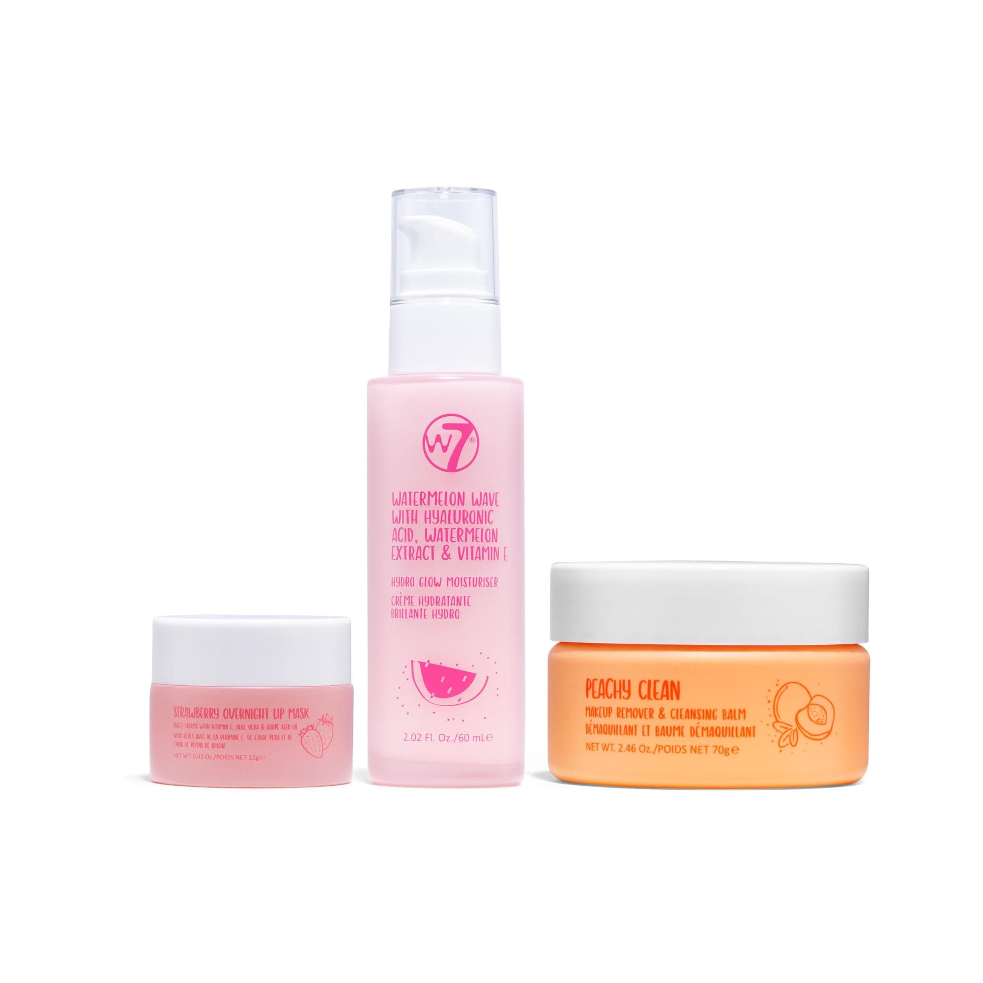 Peachy Clean Makeup Removal, Aftercare & Cleansing Set - Remove Makeup, Moisturise & Soothe Skin and Lips - Including Sweet Dreams Overnight Lip Mask and Watermelon Wave Hydro-Glow Moisturiser
