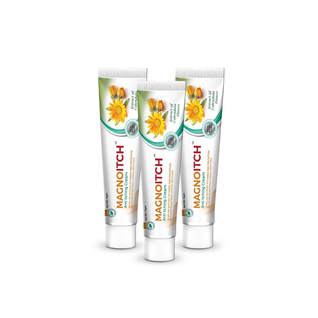 Green Cure Magnoitch Herbal Anti Itching Cream with Microsilver and Calendula | Paraben & EDTA Free | Made Safe Australia Certified - 50 gm (Pack of 3)