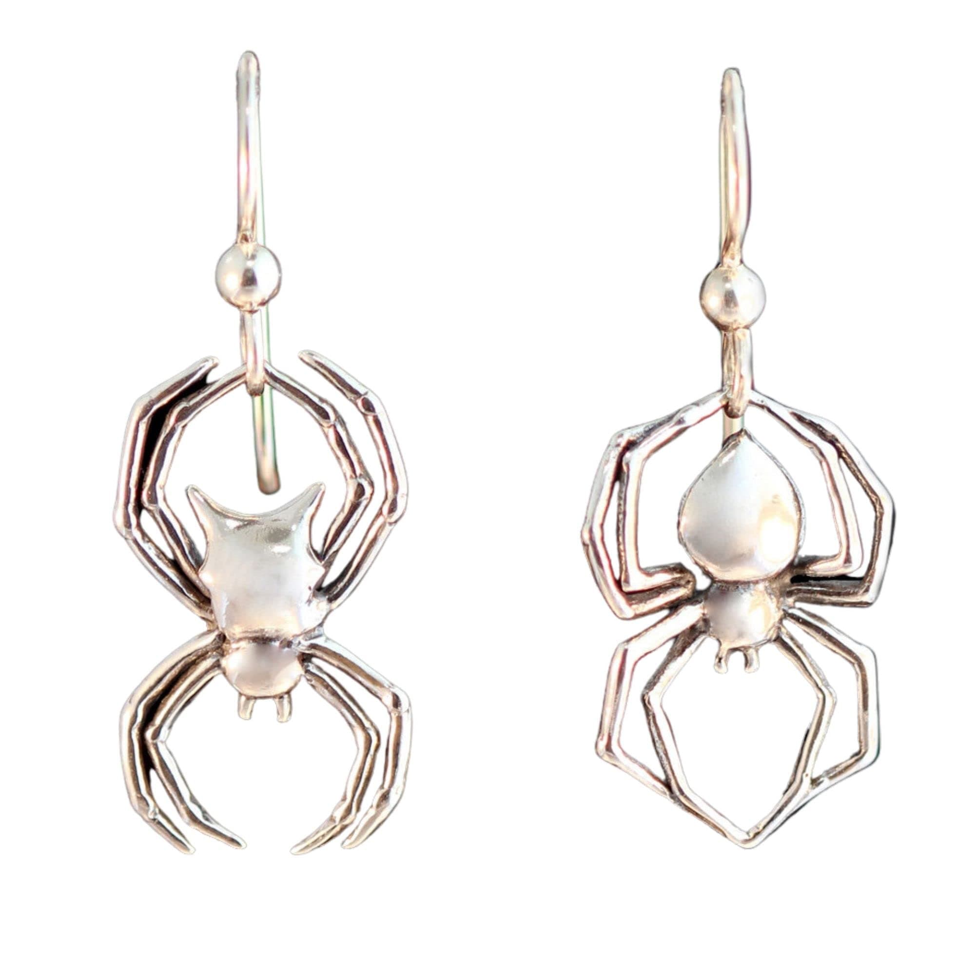 Spider Earrings Silver Black Widow and Orb Spider Earrings Gothic Jewelry