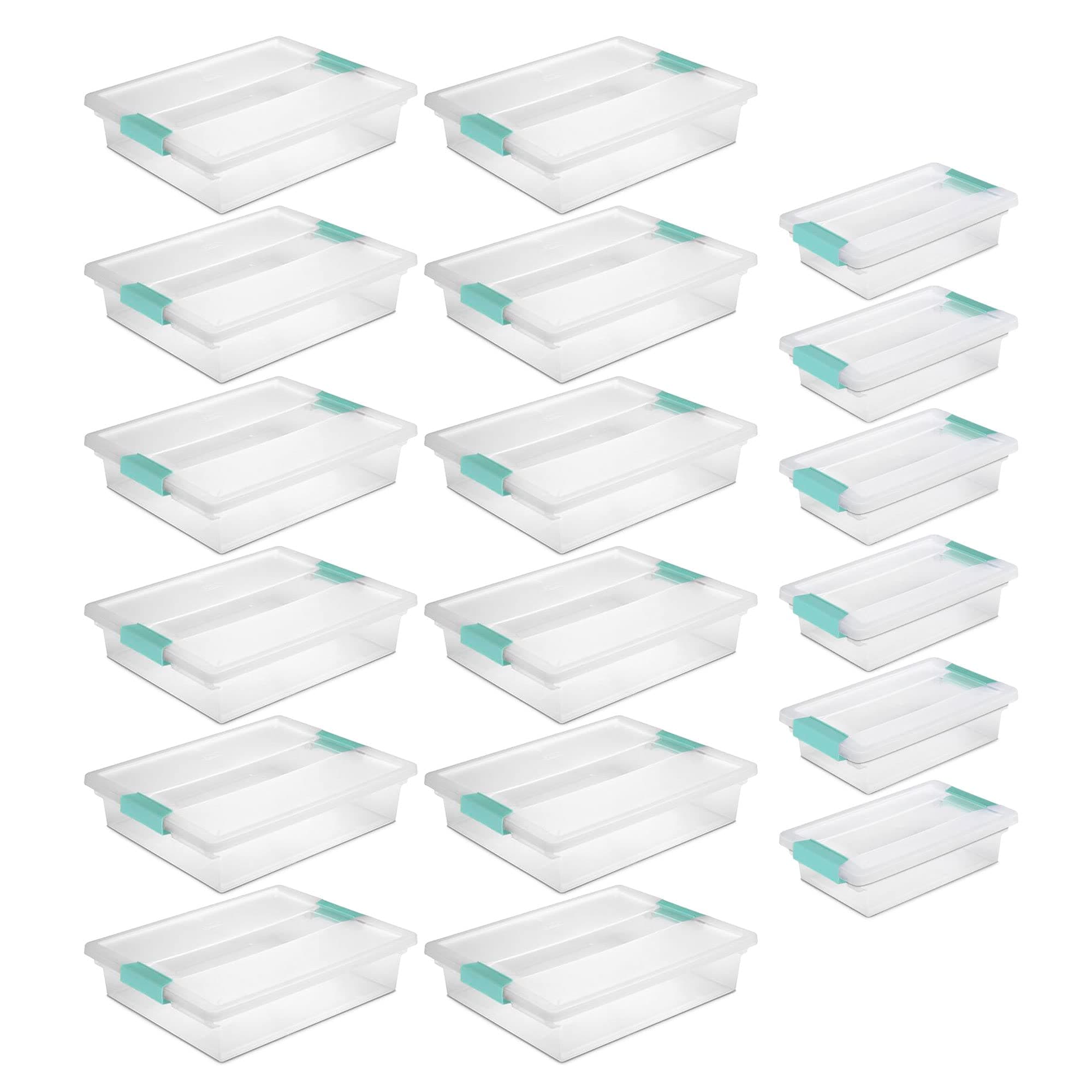 Sterilite Large Clip Storage Box Container (12 Pack) + Small Clip Storage Box Container (6 Pack)
