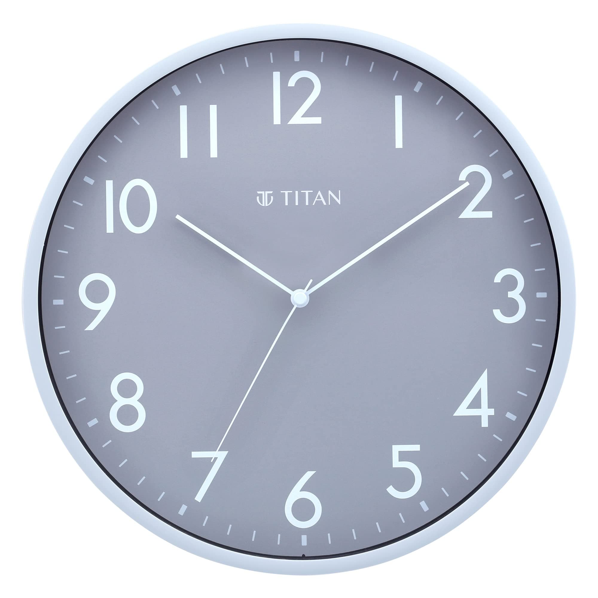 Titan Contemporary Grey Sleek Wall Clock with Silent Sweep Technology 29.5 cm x 29.5 cm (Medium)(Plastic)