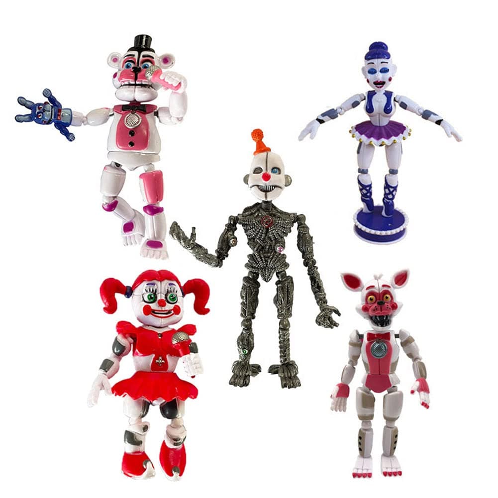 LUNK 5 Pcs Action Figures Toys Dolls Five Night Game Articulated Movable Action Figures Toys Dolls Collectible Figure Xmas Gifts Cake Toppers 5.5 inch
