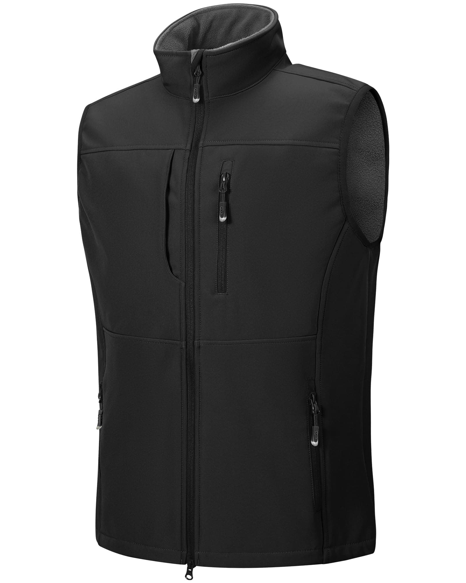 Men's Lightweight Softshell Vest Outerwear Zip Up Fleece Lined Windproof Sleeveless Jacket for Golf Running Hiking