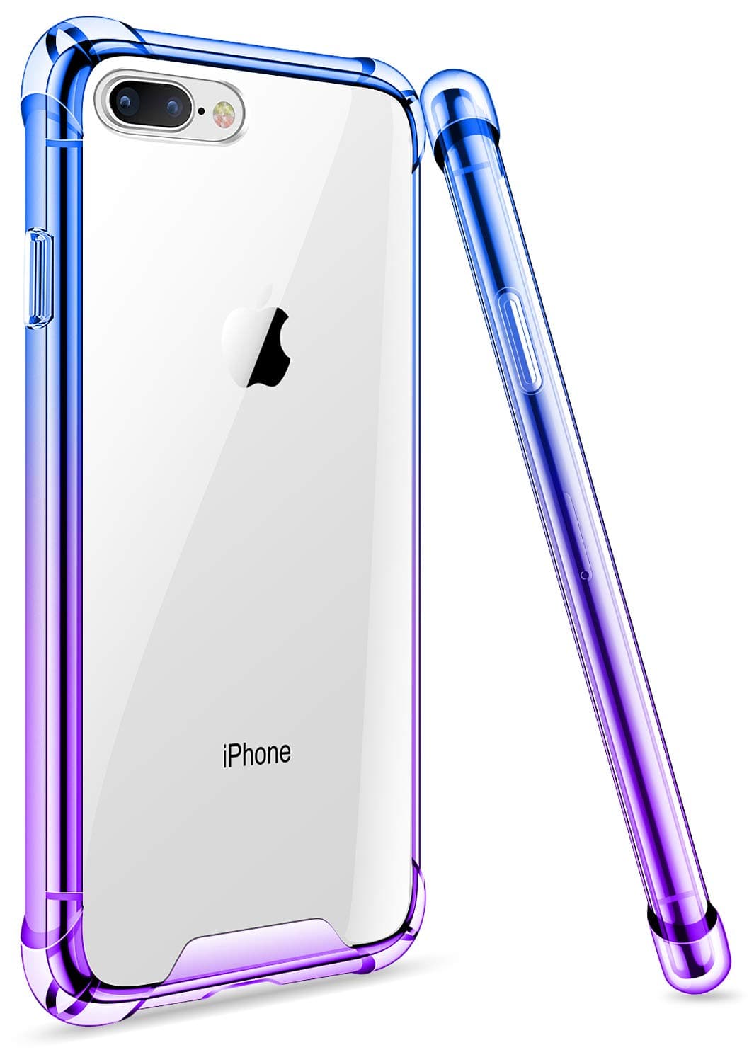 ANSIWEE iPhone 8 Plus Case, Reinforced Anti Scratch Slim Cute Clear iPhone 7 Plus 8 Plus Phone Case Cover Colorful TPU Bumper Shock Absorption Protective Cases for iPhone 7 Plus 8 Plus (Purple Blue)