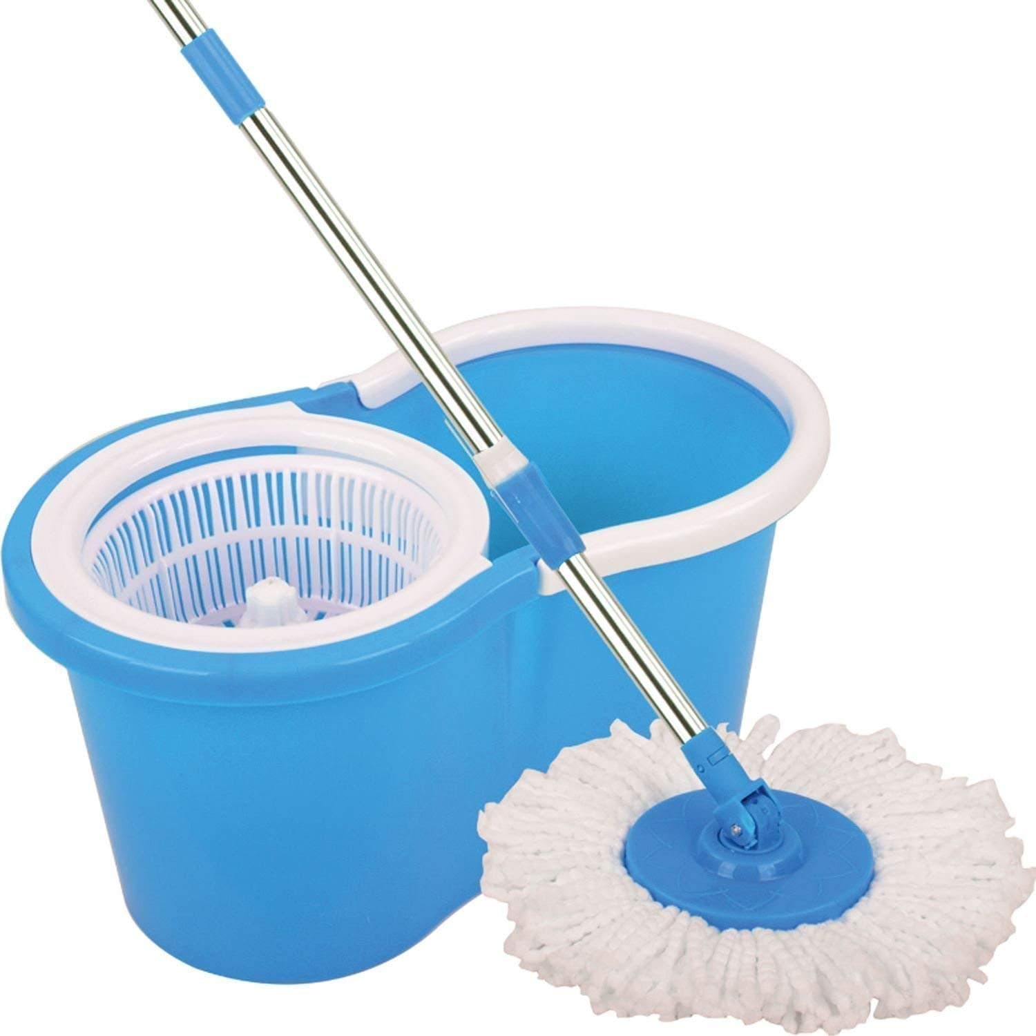 360 Degree Spin Bucket Mop with 2 Super Absorbent Refills And 180 Degree Bendable Handle for Cleaning of Floors (Colour May Vary)