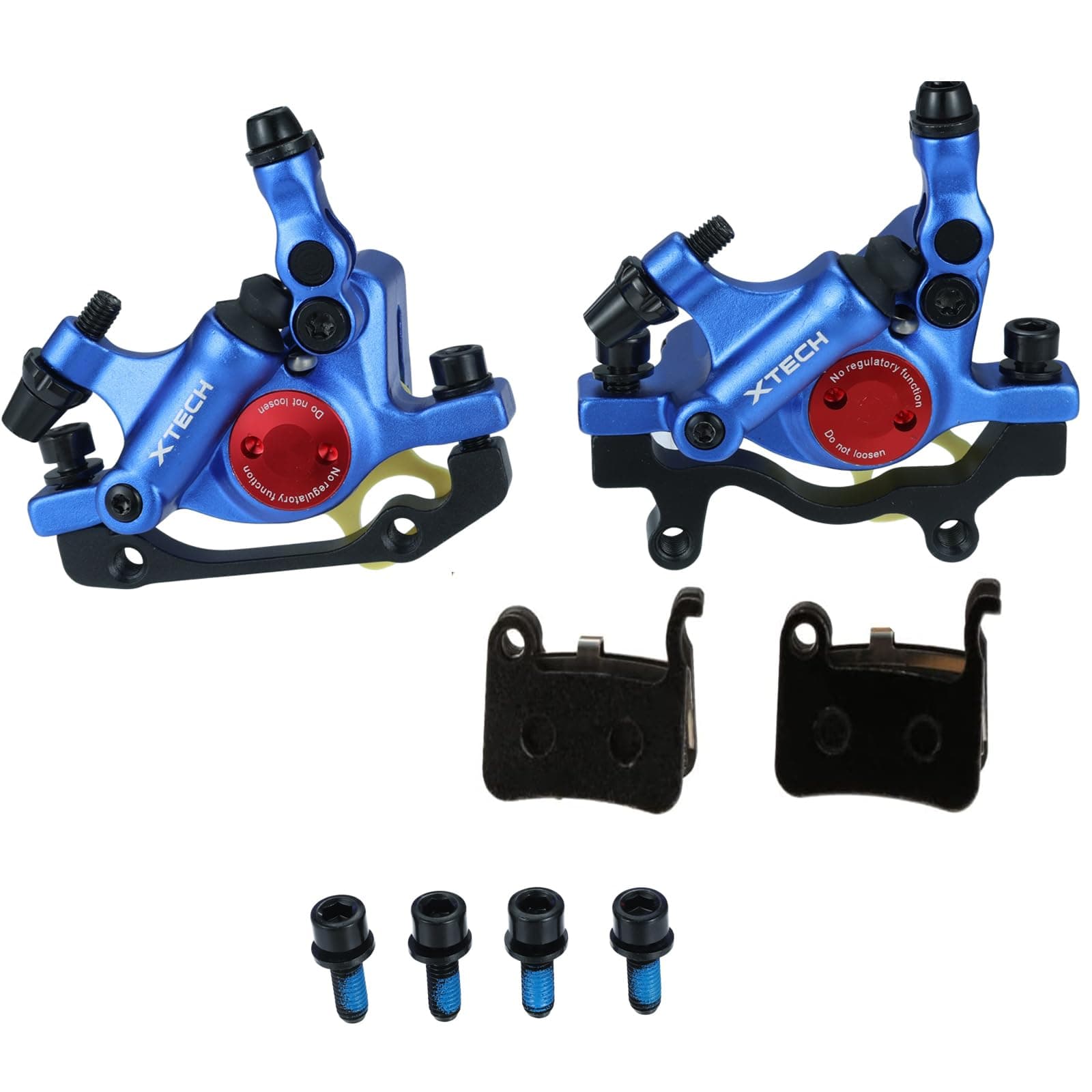 HB-100 Line Pulling Hydraulic Disc Brake Calipers,Mechanical Disc Brakes for MTB, Mountain Bike, E-bike and Electric Bike 2PCS Front/Rear Black/Red/Gold (Blue)