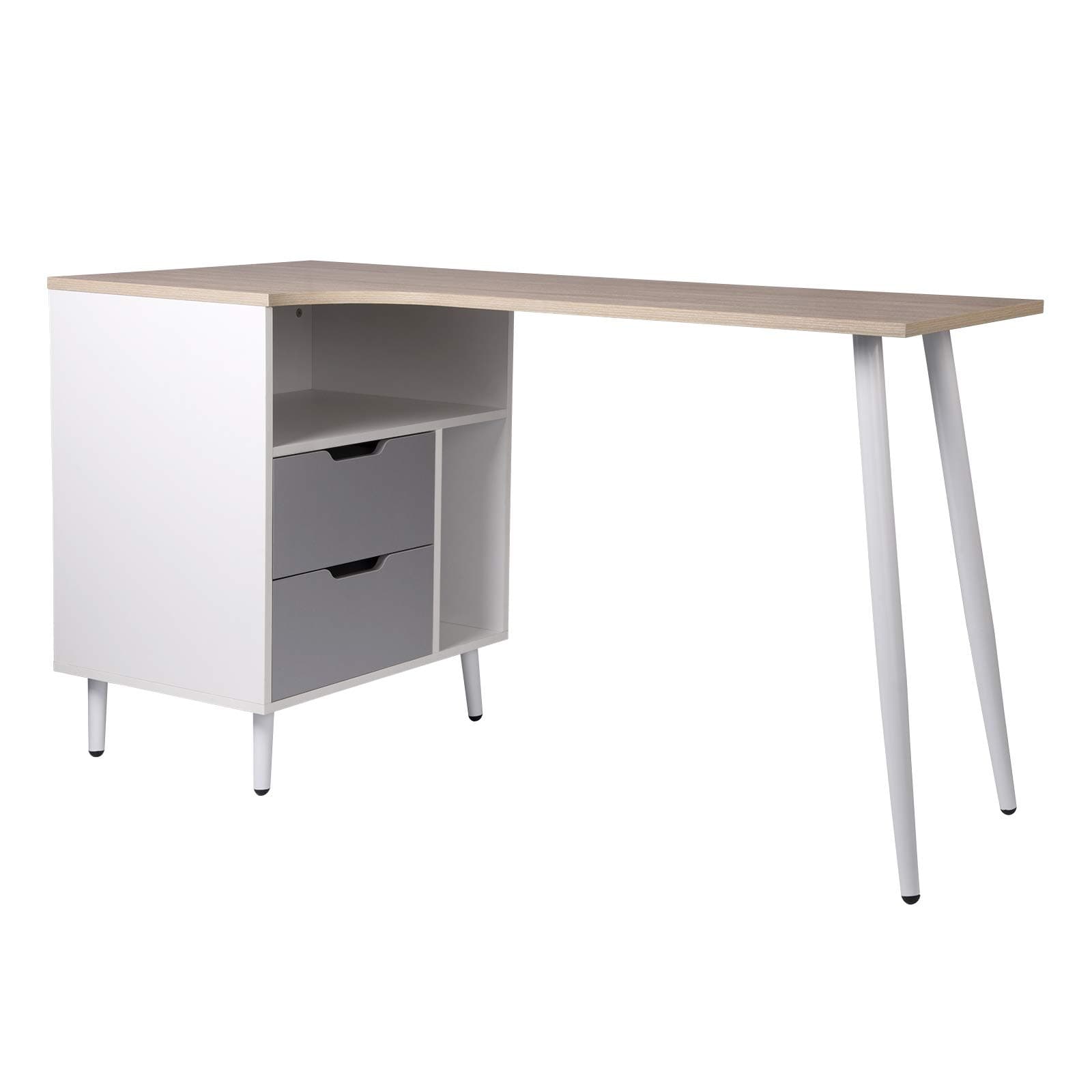ELIGHTRY Computer Study Desk with MDF Board Melamine Steel and Powder Coating for Home Office,Wood Color