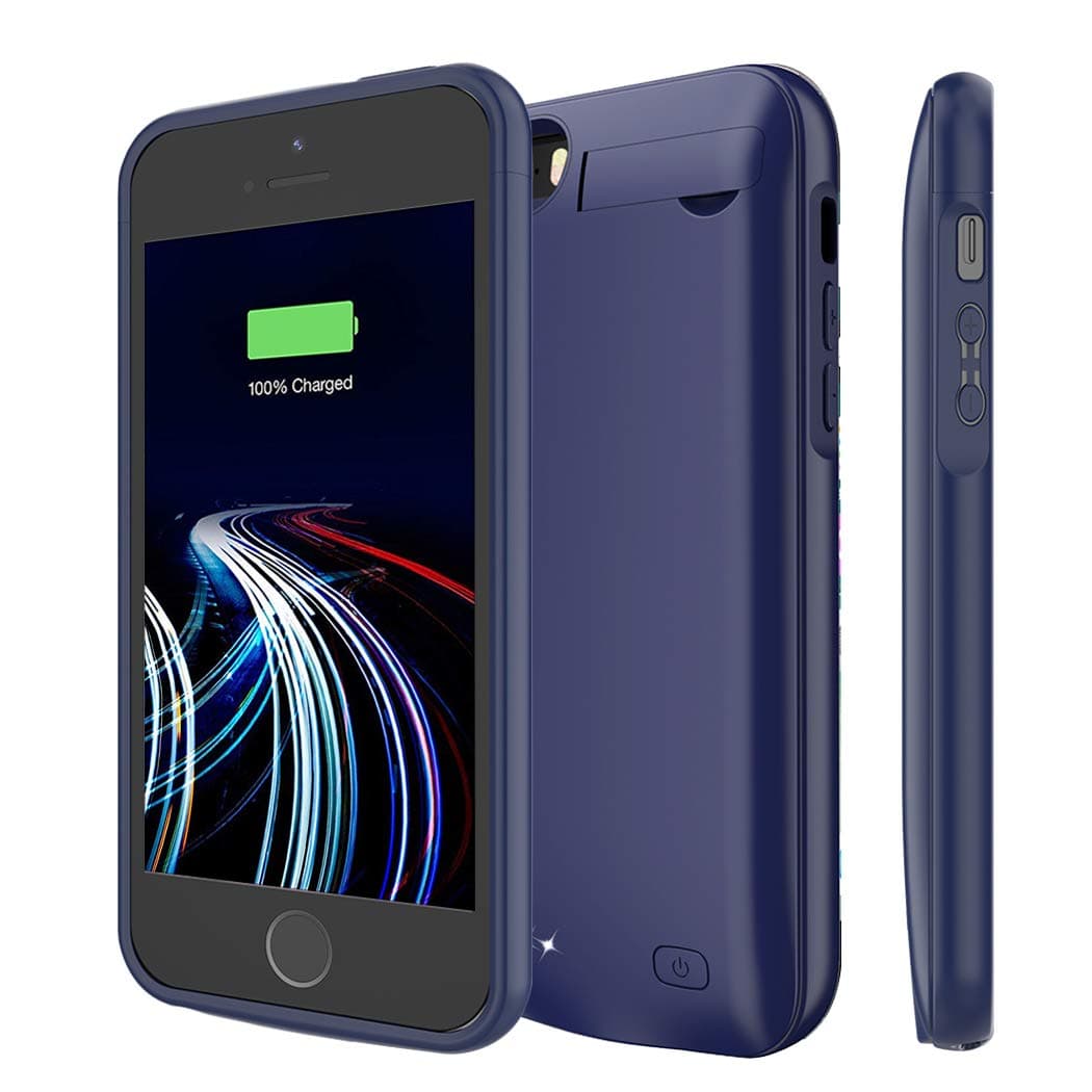 Battery Case for iPhone 5/5S/SE, 4500mAh Portable Rechargeable Battery Pack Charger Case Compatible with iPhone 5/5S/SE Extended Charging Case Protective Power Bank Backup Cover (Blue)