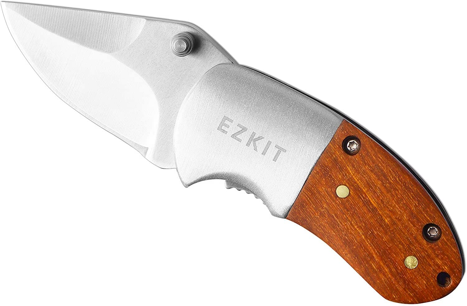 EZKIT Pocket Knife, Small Folding Wood Handle 2in Blade Stainless Steel Everyday Carry Knife