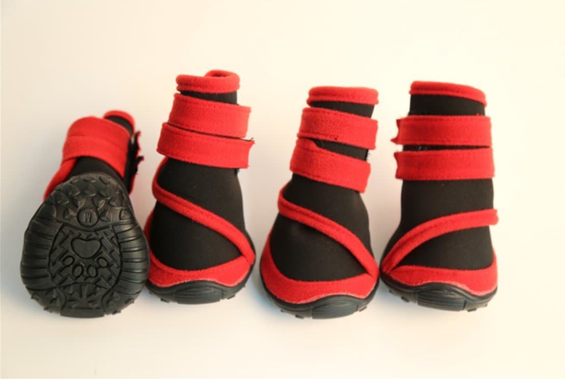Dog Boots for Snow with Rubber Sole Grip (Red, Large)