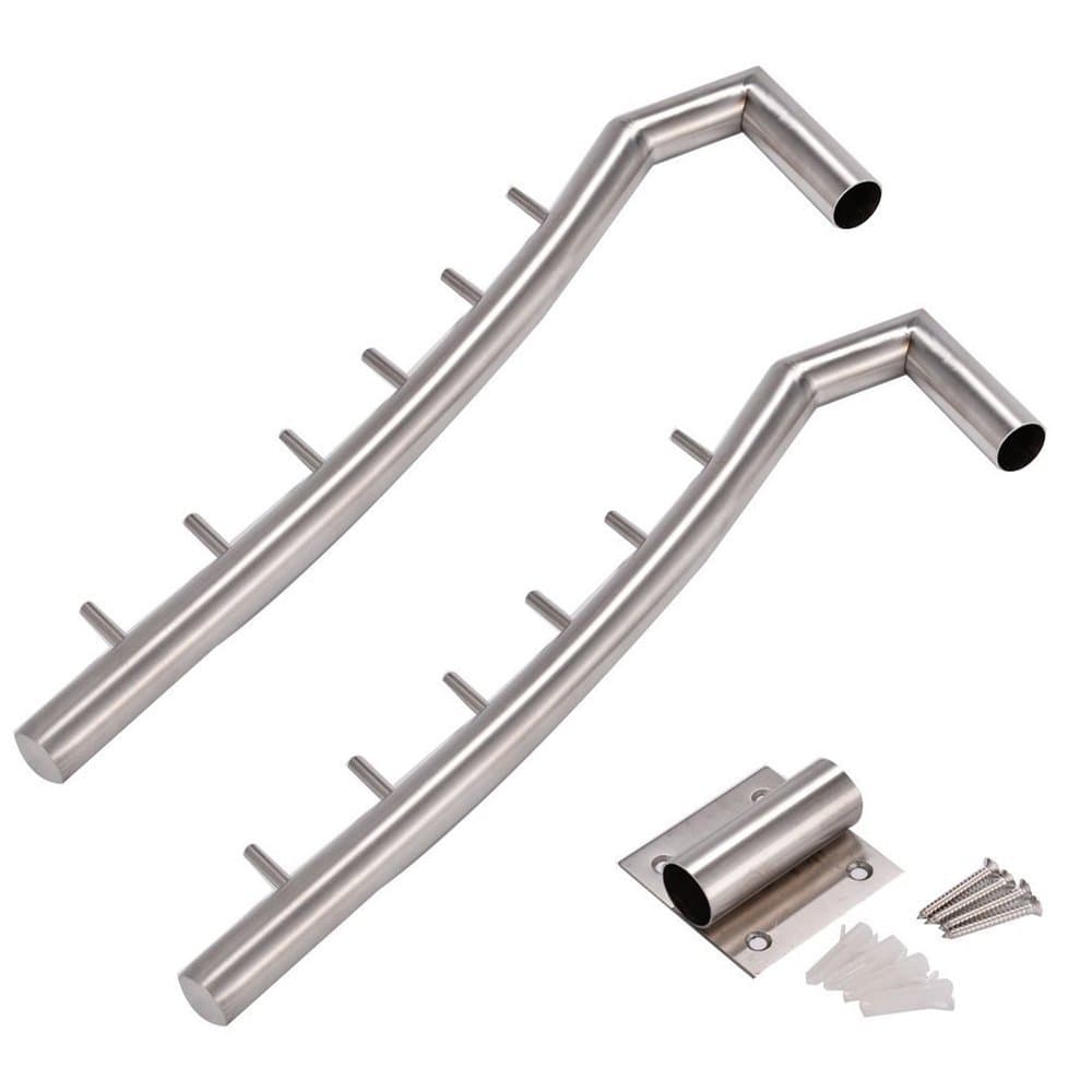 Star Seven 2 Pack 12.6inch Wall-Mounted Brushed SUS304 Stainless Steel Swing Arm Holder Clothes Hanger with 6 Hooks