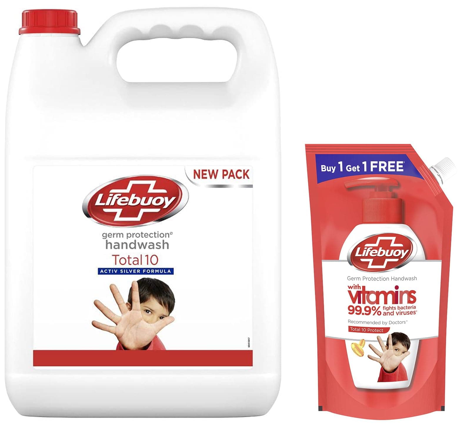 Germ Protection Total PRO Plus Liquid Handwash Refill Canister, 5L & Lifebuoy Total 10 Germ Protection Liquid Handwash Refill Pack, 725ml (1+1 Free Combo)
