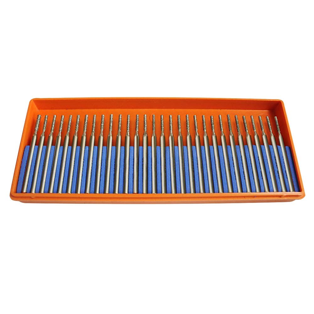 30 Pack 1mm Diamond Drill Bit for Dremel Craftsman Rotary Tool 1/8" Shanks Jewelry Beach Sea Glass Shells Gemstones Lapidary 30pcs.