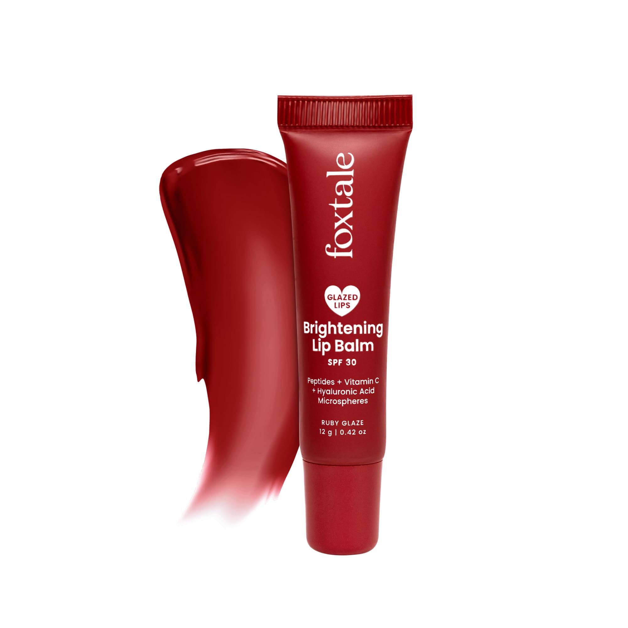 Foxtale SPF 30 Brightening Lip Balm for Dark Lips with Peptides & Vitamin C | Brightens Pigmented Lips | Hydrates Lip | SPF Lip Balm - Ruby Glaze 12gm