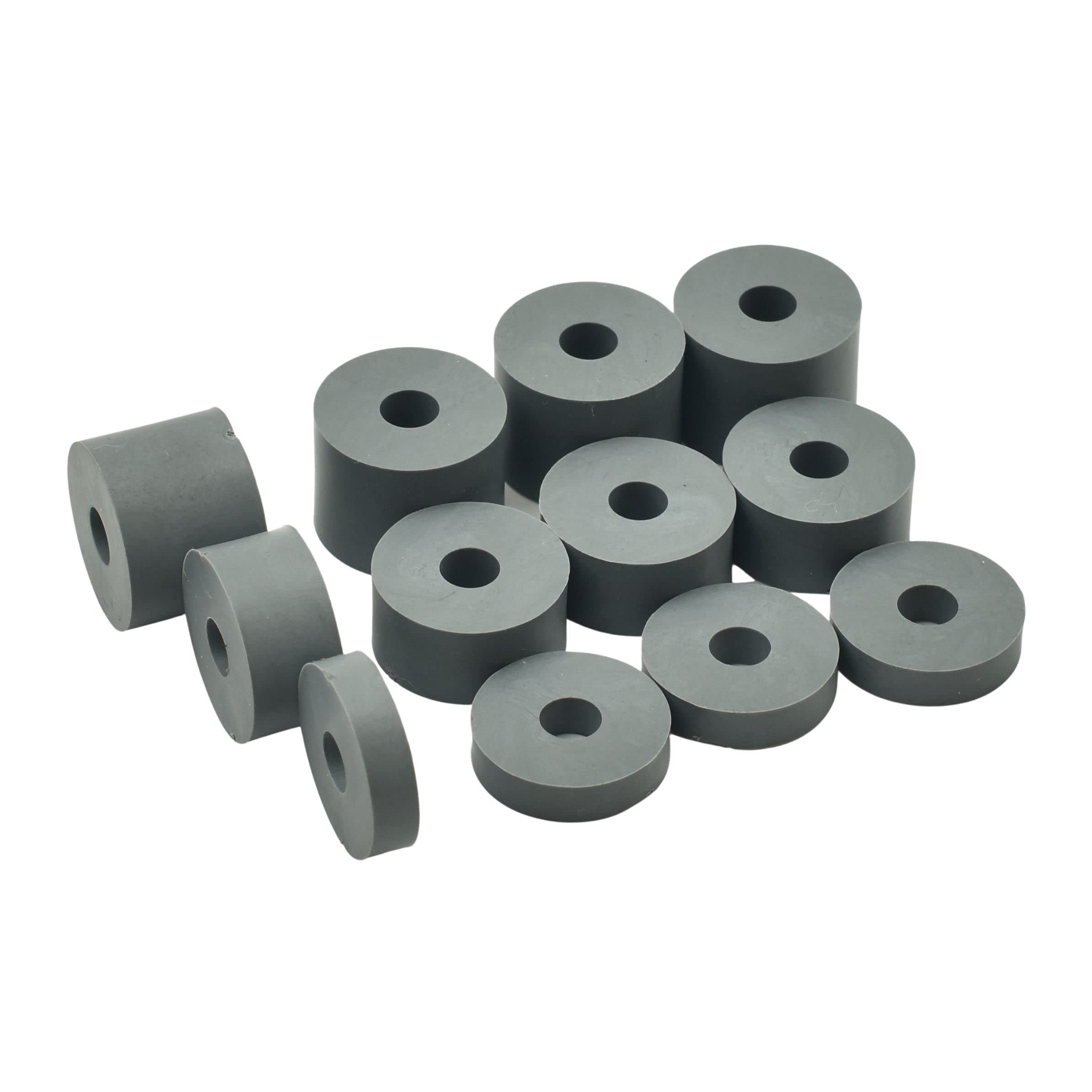 6mm (M6) Soft Rubber Spacers Standoff Washers Shore A 45 (12 Pack) 4 x 15mm, 4 x 10mm, 2 x 5mm – Grey