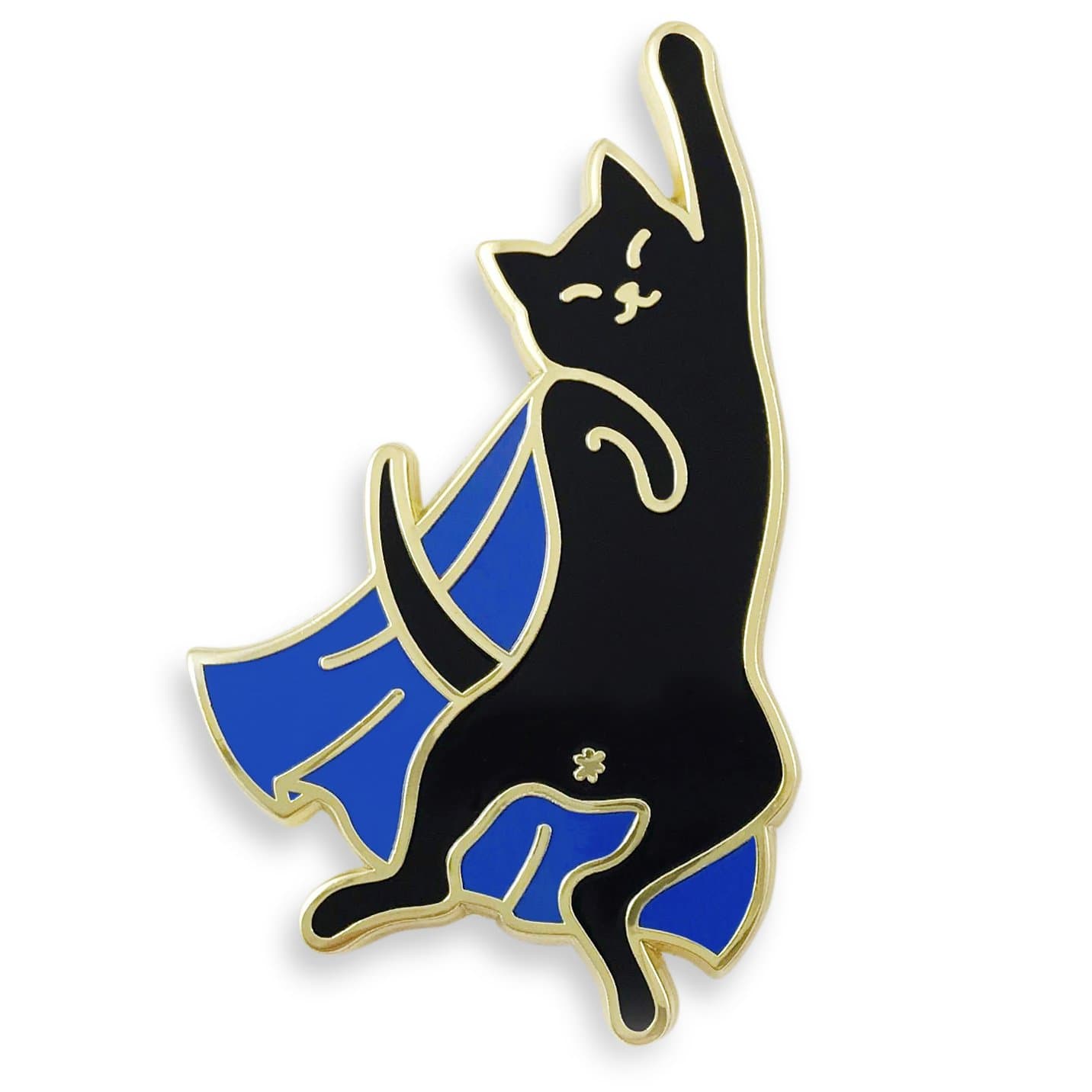 Dorrarium Super Cat Lapel Pin | Black Cat Blue Cape | Hard Enamel