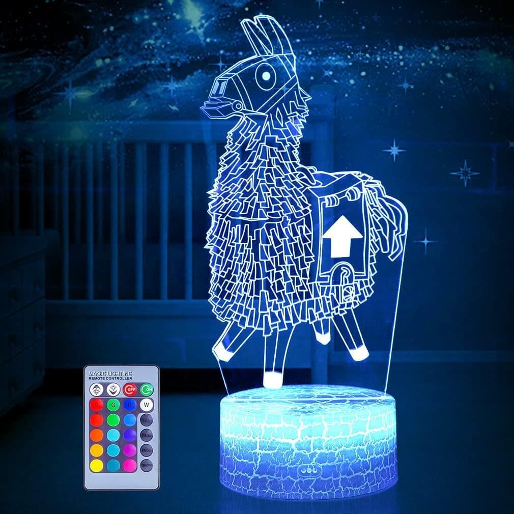 Hoofun 3D Night Light 16 Color Changeable Table Lamp Base Cool Nightlight for Kids Birthday Holiday Christmas Gift Christmas Festival Gift(Llama Crackle Base with Remote Control)