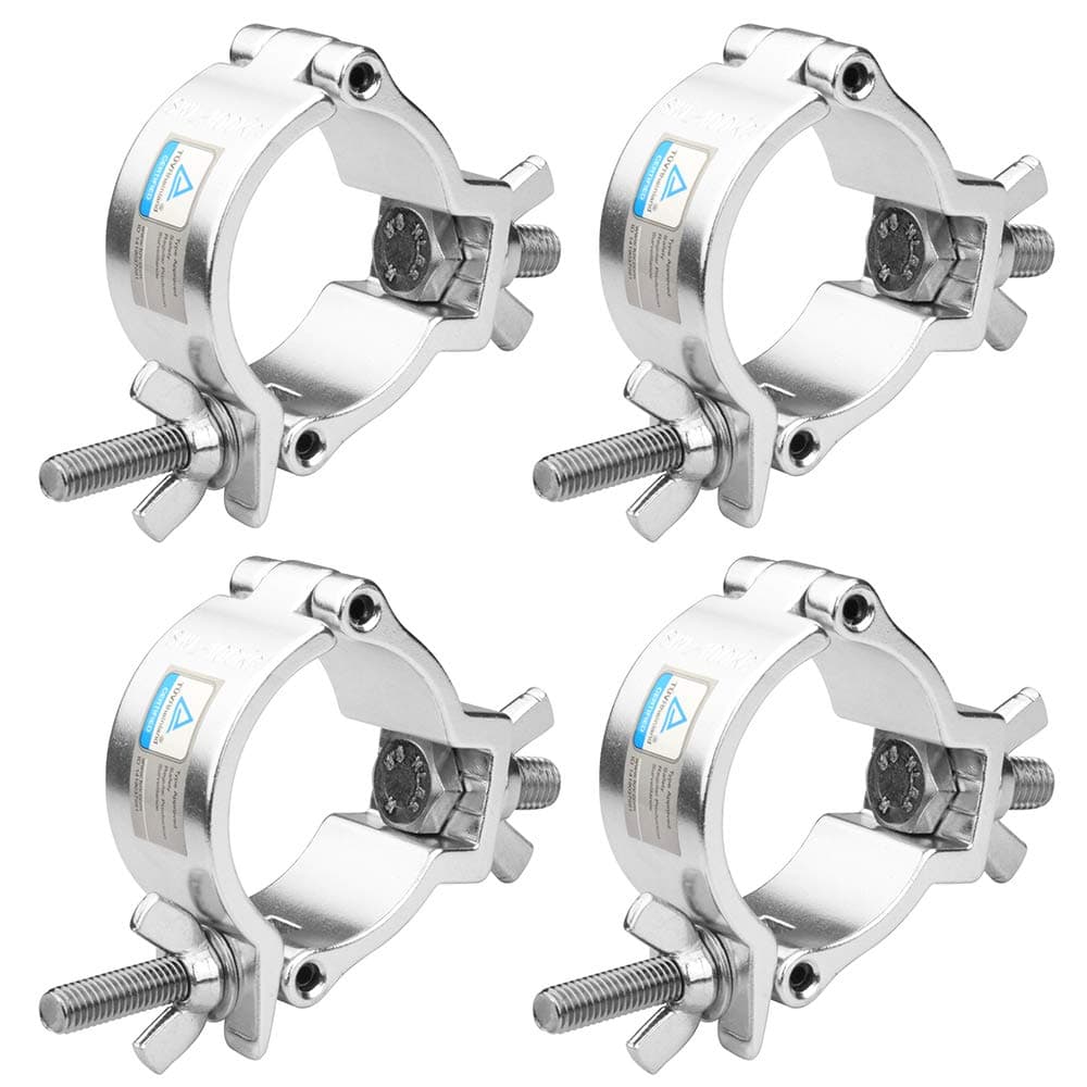 TSSS 4Pack Ø 2 Inch Stage Light O Clamps & DJ Stands Truss Aluminum Alloy Mount Hook Heavy Duty 100 KG for Par Spotlights Moving Head Lighting Supports Racks