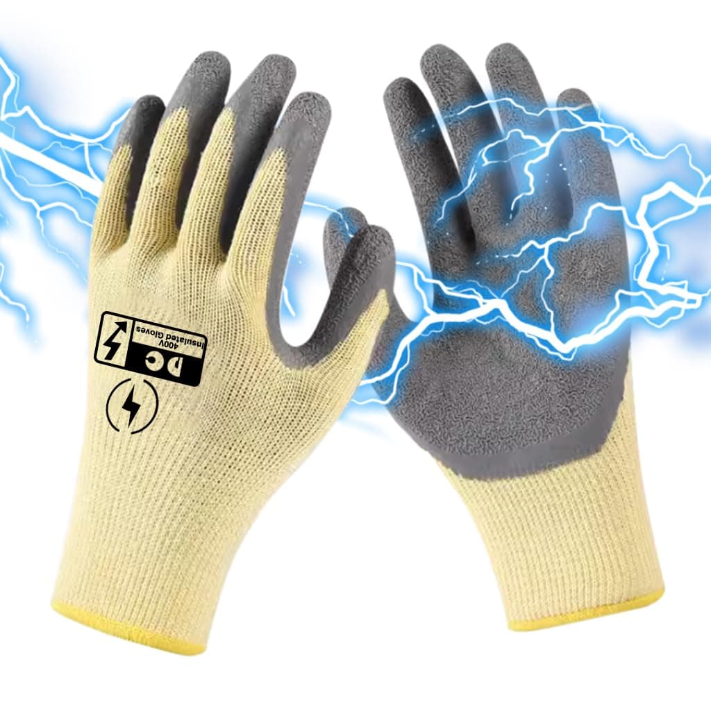 Serplex® Electrical Insulated Gloves Full Palm Rubberization 400V High Voltage Resistance Safe Electrician Work Gloves Non-slip Insulated Gloves Electrician Work Gloves for Men/Women