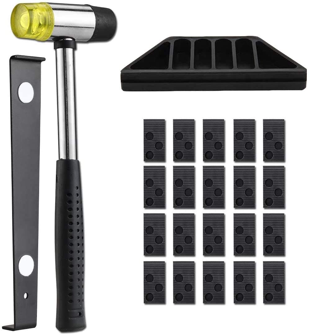 23Pcs Laminate Flooring Kit Laminate Floor Fitting Tools Laminate Wood Flooring Installation Kit with 20 Spacers, Tapping Block, Pull Bar and Mallet