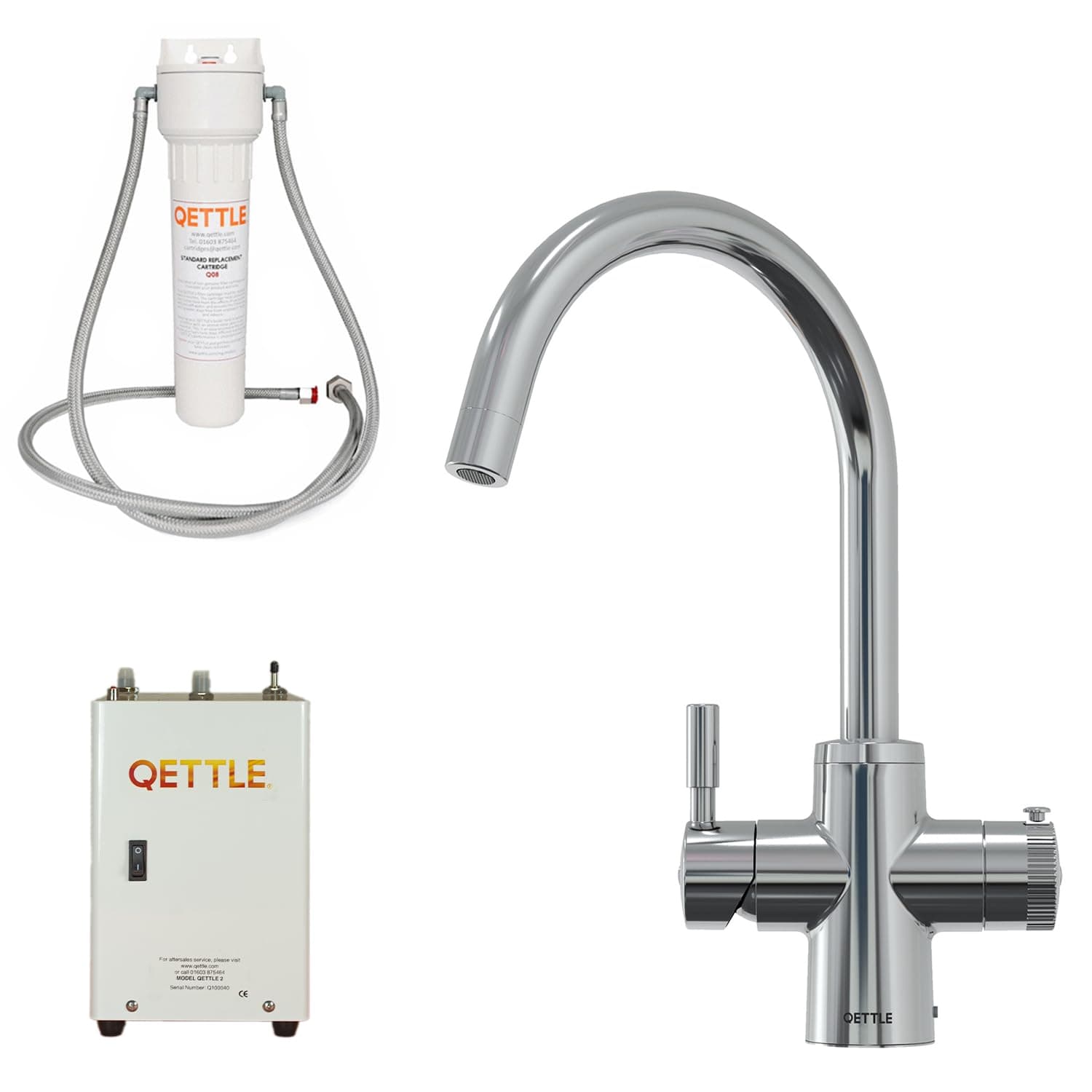 QETTLE 4-in-1 Instant Boiling Water Tap | True Boiling, Filtered Cold, Mains Hot & Cold (2 Litre Boiler)