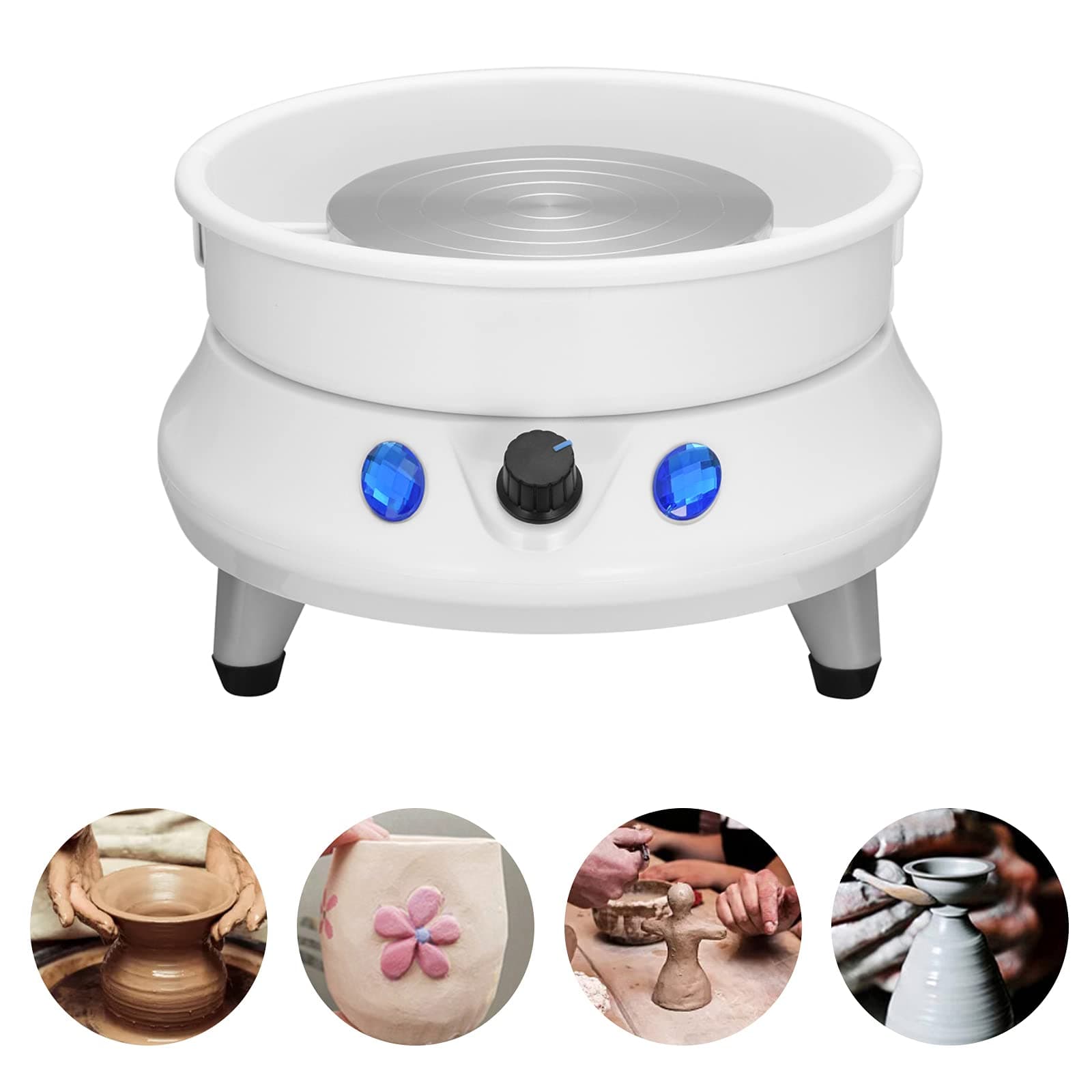 Pottery Wheel Machine, Vogvigo Electric Ceramic Work Clay Forming Machine DIY Art Craft Tool with Detachable ABS Basin 13cm Pottery Plate for Ceramic Working Clay Crafts, DIY Hand Tools