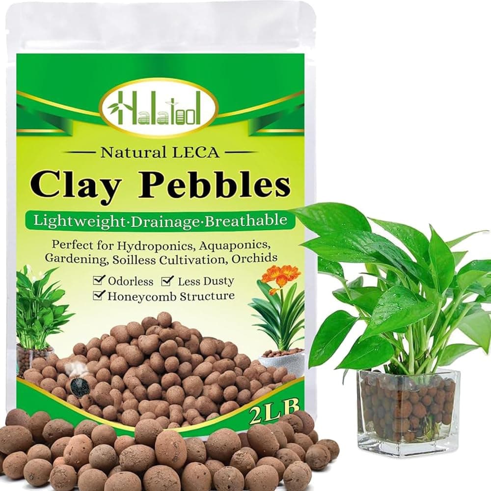 2 LB Expanded Clay Pebbles for Plants 4mm-16mm Clay Balls 100% Organic Hydroton Leca Balls for Indoor Plants Hydroponic Growing Gardening Orchids Drainage Decoration Aquaponics