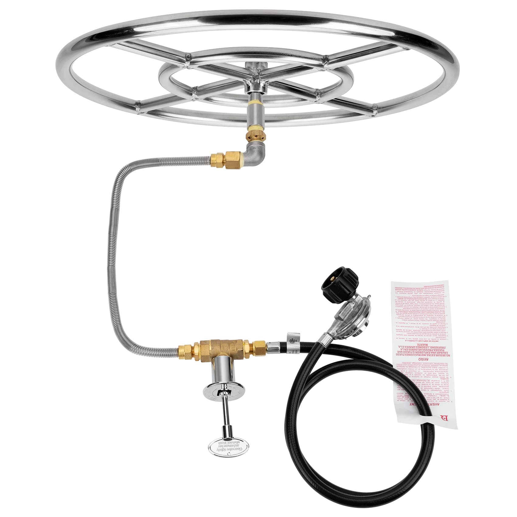 LP Propane Gas Fire Pit Stainless Steel Burner Ring Installation Kit, 18-inch