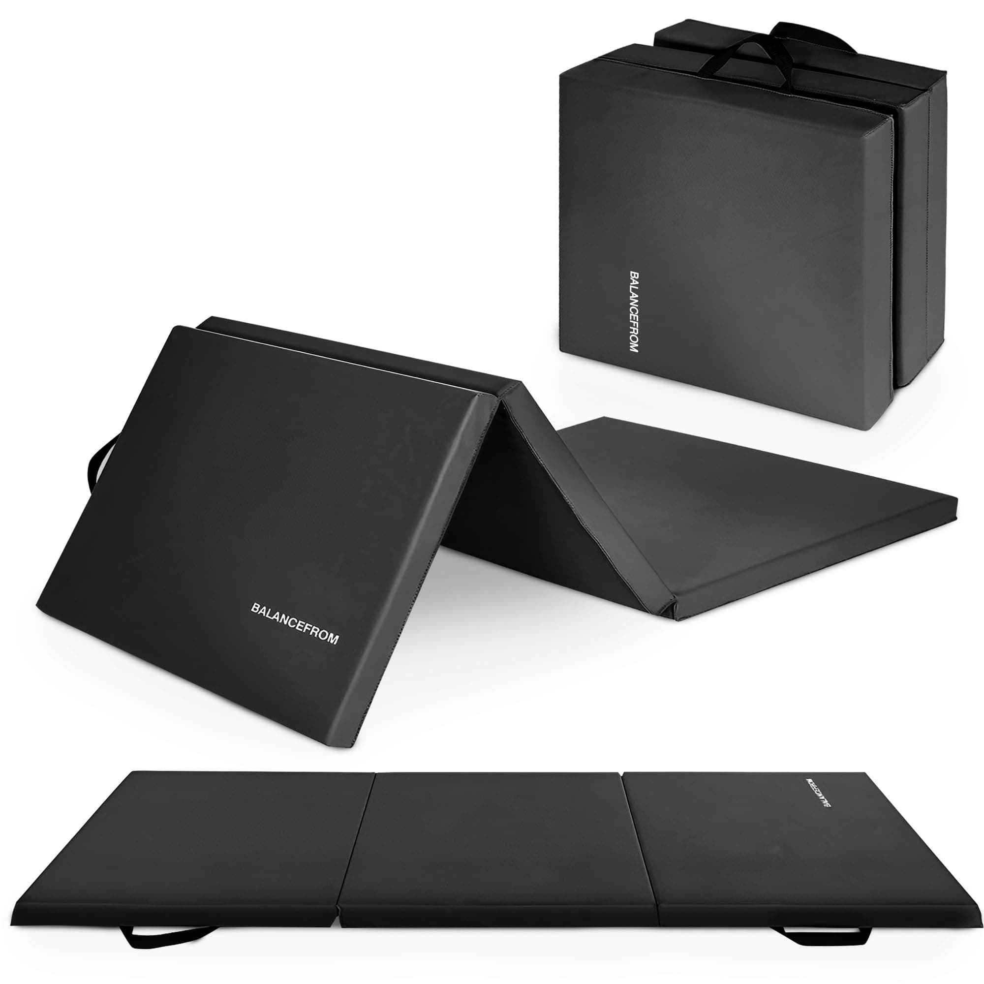 BalanceFrom 2" Thick Tri-Fold Folding Exercise Mat with Carrying Handles for MMA, Gymnastics and Home Gym Protective Flooring