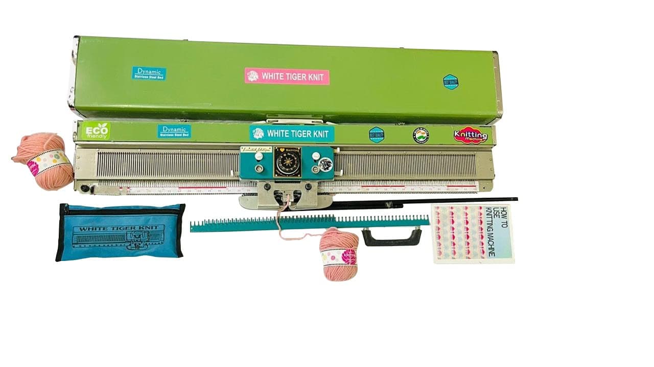 Dynamic Knitting Machine for Home, Manual Operation, Stainless Steel Bed, Perfect for Caps, Hats, Sweaters & More - 2-Year Warranty