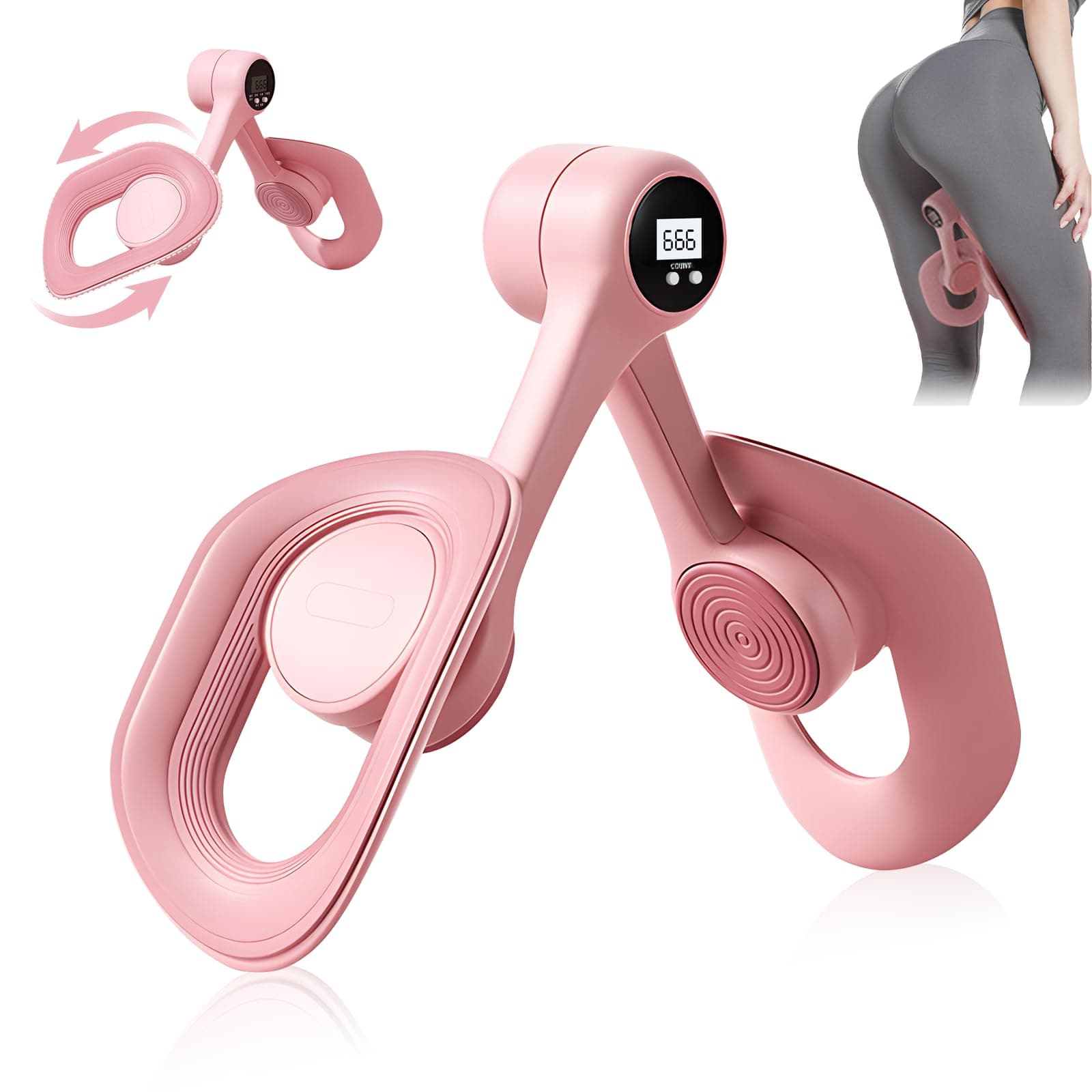 Thigh Master for Women, Inner Thigh Muscle Master Exerciser, Pelvic Floor Trainer with Digital Counter, 360° Rotation Pelvic Floor Thigh Exercise Device, Targeted Hip, Leg, Arm & Butt Home Workout