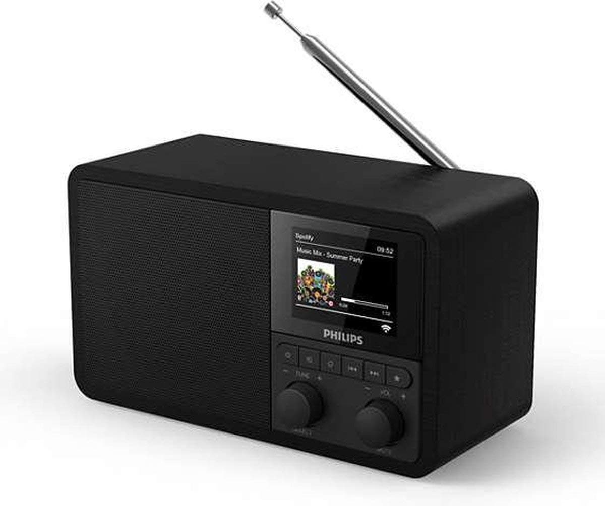 Philips Audio DAB+ Internet Radio PR802/12 Clock Radio (Bluetooth, Sleep Timer, Dual Alarm, Spotify Connect) Black
