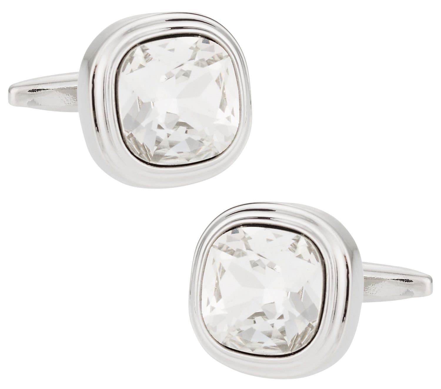 Crystal Clear Cufflinks with Presentation Gift Box - Perfect for Travel