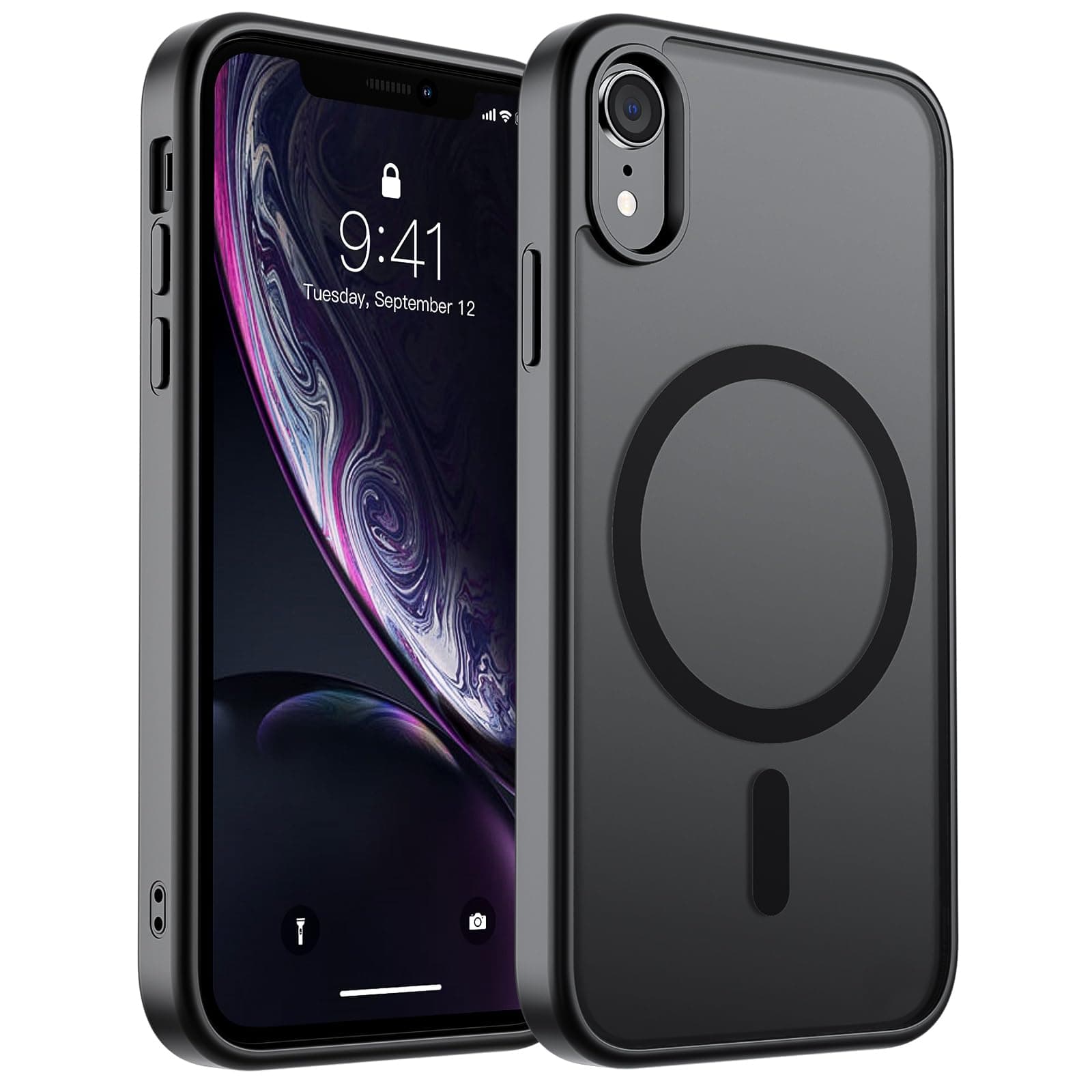 SUPFINE Magnetic for iPhone XR Phone Case(Compatible with MagSafe)(Military Grade Drop Protection) Slim Translucent Matte Shockproof with Anti-Fingerprint Phone Cover,Black