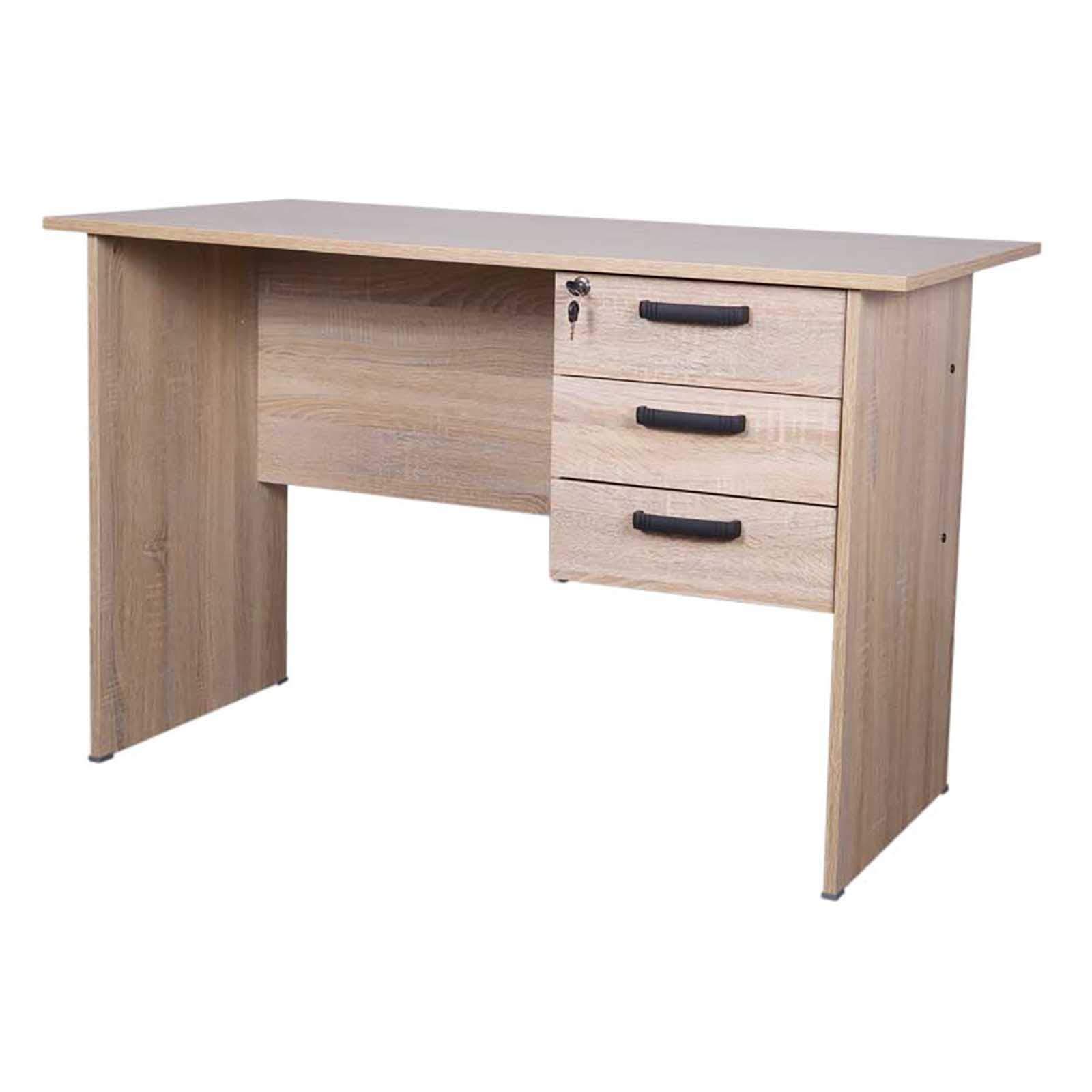 Mahmayi Office Desk with Hanging Drawers - Lockable Drawers - Spacious, Durable, and Stylish Wooden Workstation for Productivity and Organization (Oak)