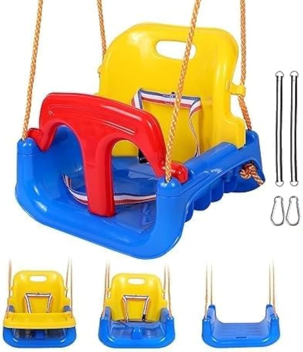 MONOCUS™ 3 in 1 Plastic Swing for kids, Durable & Sturdy, Indoor & Outdoor Multifunctional Baby Swing, Non-Toxic Heavy Duty Seat Hanging Swing for Playground, Infants, Toddler, childern, Eco-Friendly
